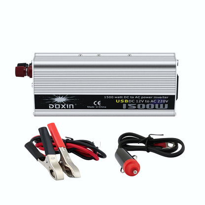 Car power inverter 1500W with battery clip cables attached