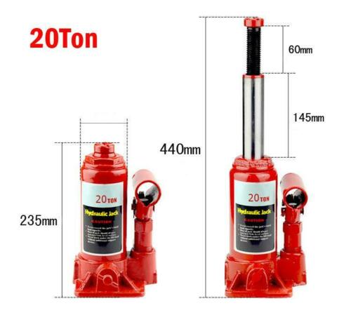 Hydraulic bottle jack 20 ton lifting a car in a garage