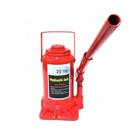 Hydraulic bottle jack 20 ton placed on timber block for stability