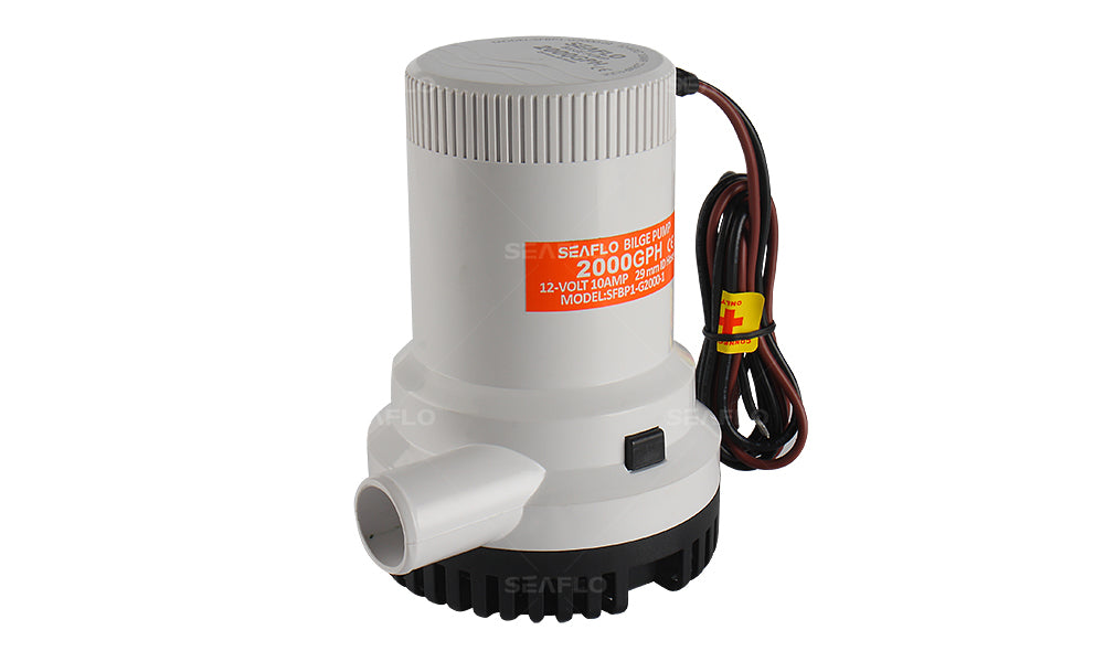 Water bilge pump 2000GPH highlighting anti-airlock feature