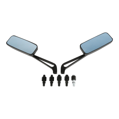 Rear mirror mounted on Yamaha motorcycle handlebar