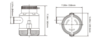Bilge pump 3500GPH showing sealed moisture tight seals