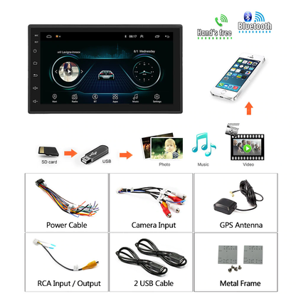 Car stereo Bluetooth player with reverse camera input ports