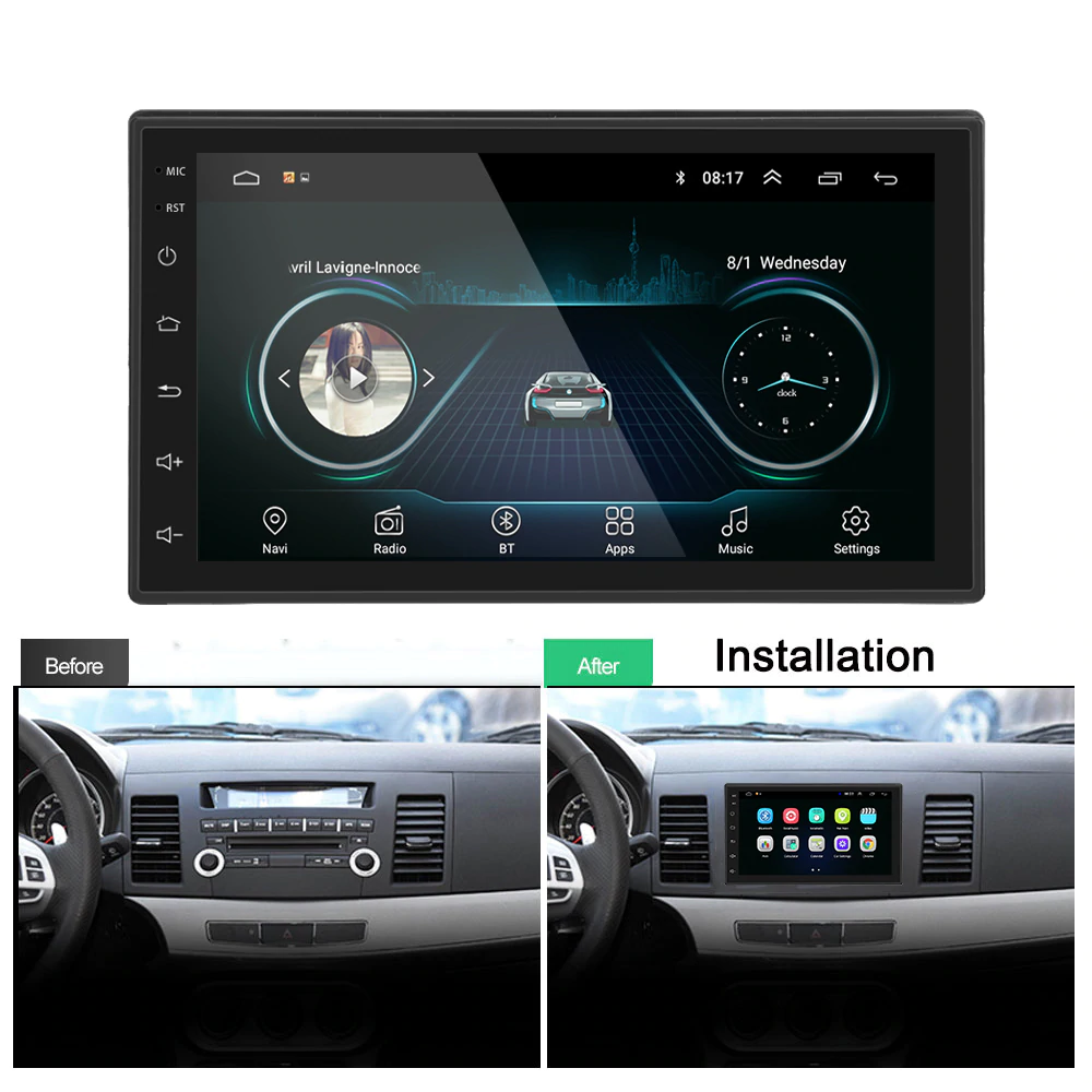 Rear view camera feed on car stereo Bluetooth player screen