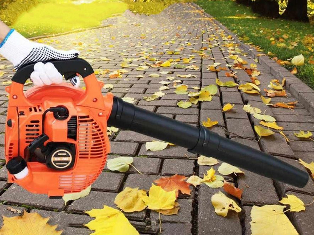 Leaf blower showing air outlet vent and nozzle detail