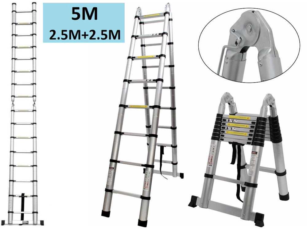 5m multipurpose telescopic ladder with support bar detail