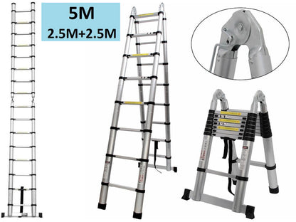 5m multipurpose telescopic ladder with support bar detail