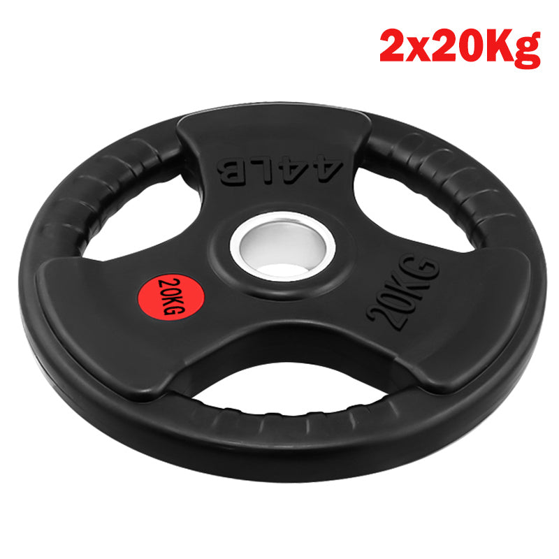 Three-hole handle design on Olympic bumper weight plate