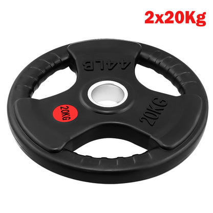 Three-hole handle design on Olympic bumper weight plate