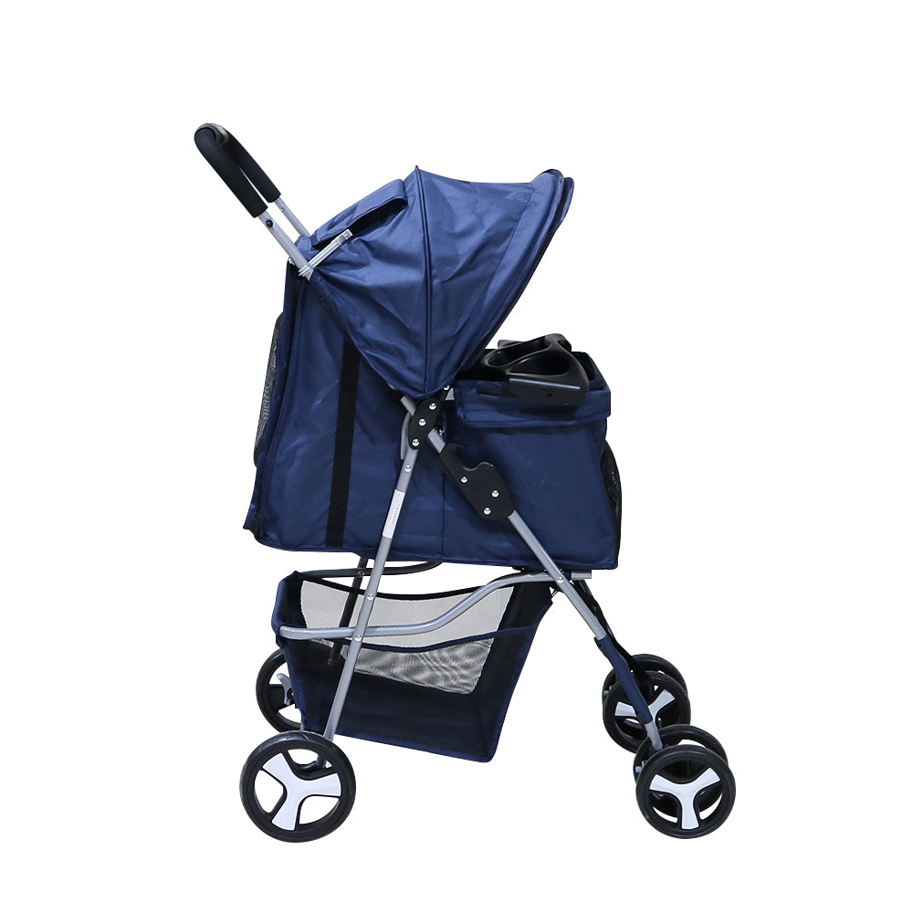 Folded pet stroller compact for easy storage