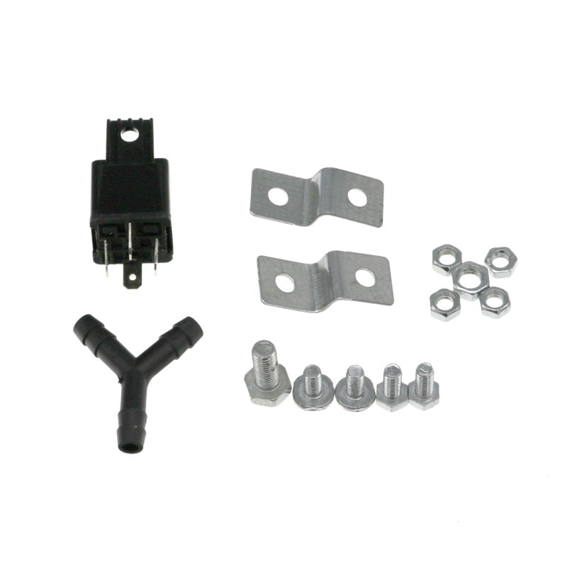 Side view of dual air horn 12V car horn with plastic compressor