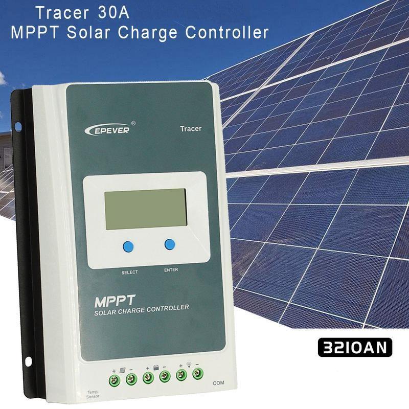 Close up of MPPT solar controller 30A LCD display screen