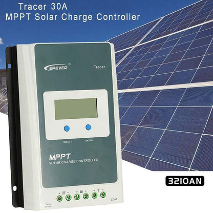Close up of MPPT solar controller 30A LCD display screen