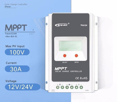 MPPT solar controller 30A showing wiring terminals and labels