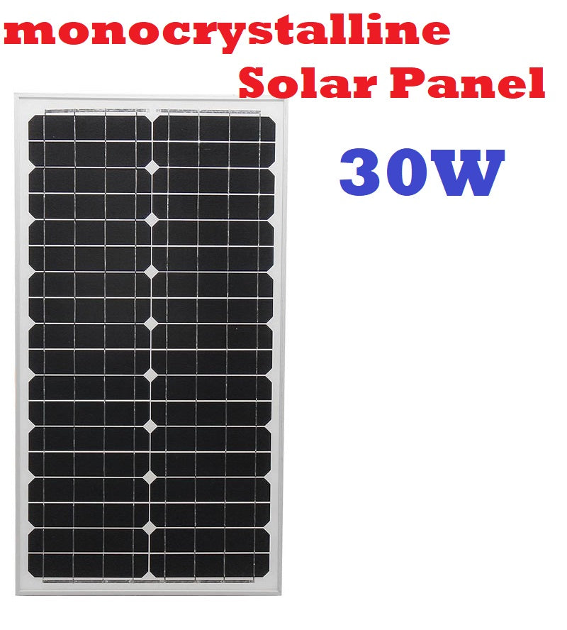 Close up of monocrystalline silicon cells on 30W solar panel
