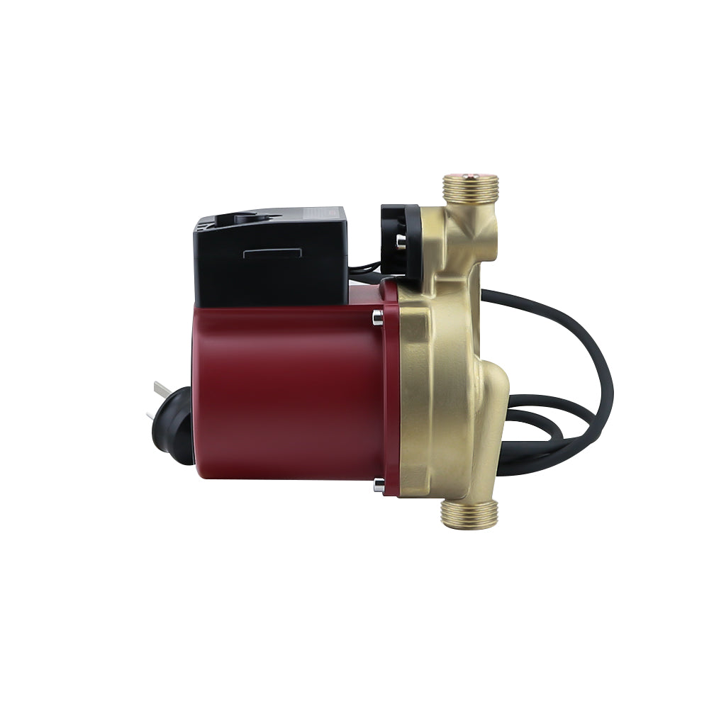 Low shower pressure booster pump connected to heating system pipe