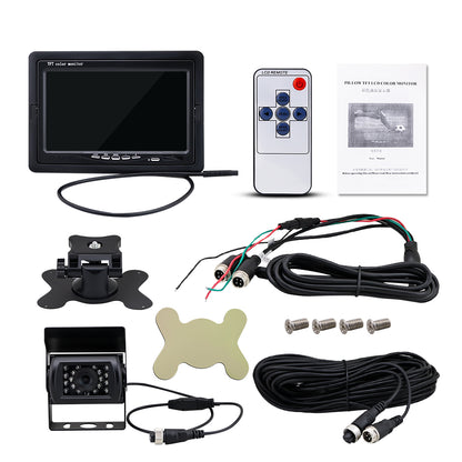 Car reverse camera rearview display showing clear image in low light