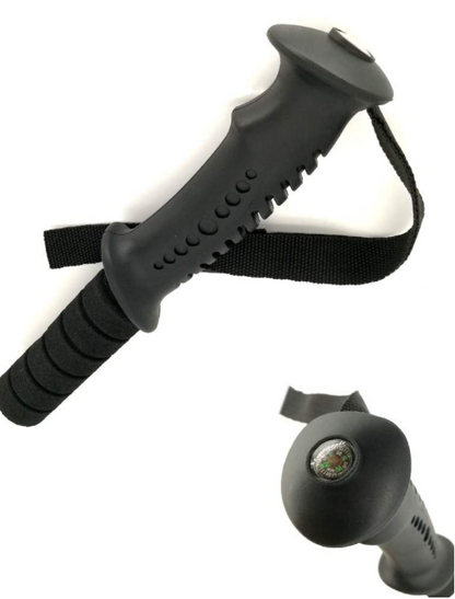 Side view of trekking poles showing telescopic expander locks