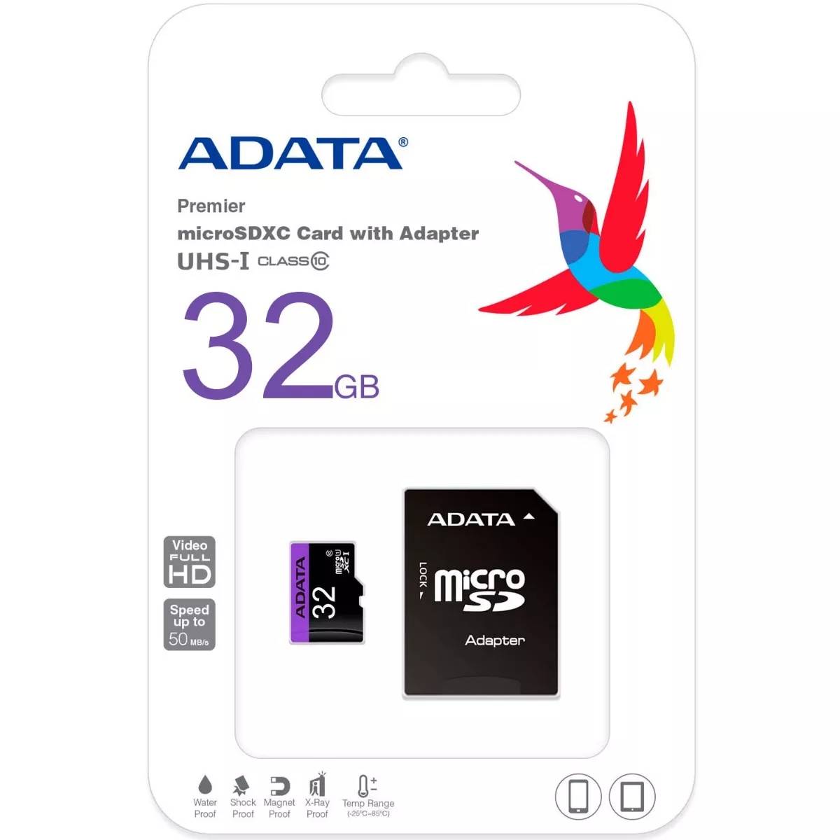 Top angle of micro SD card 32GB highlighting compact size