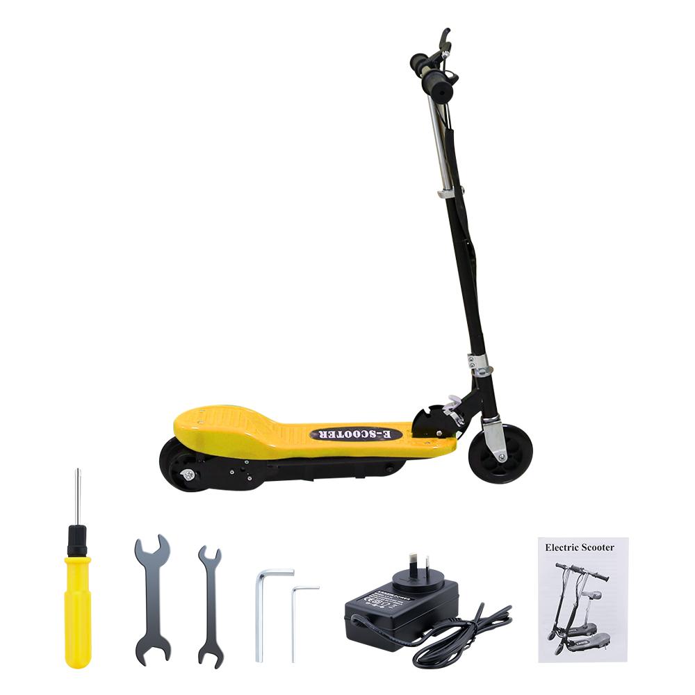 Yellow kids electric scooter aluminium height adjuster