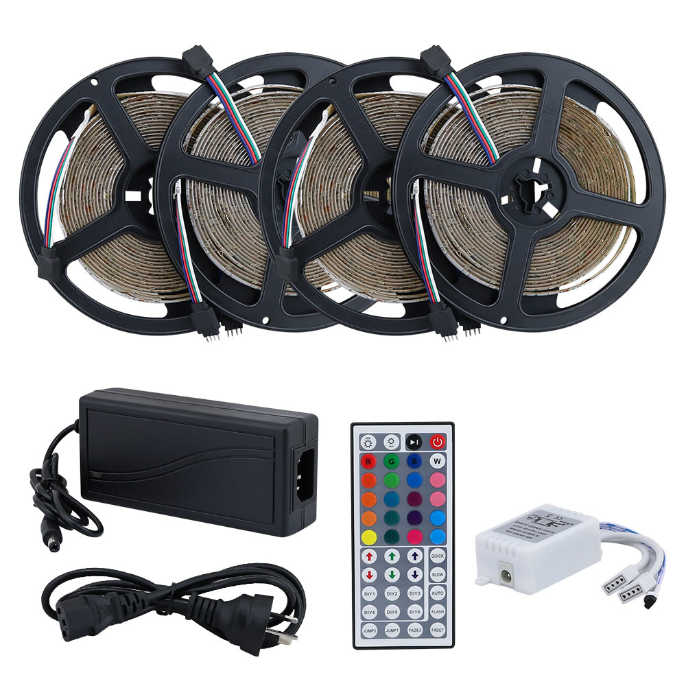 LED strip light RGB glowing bright in dark room