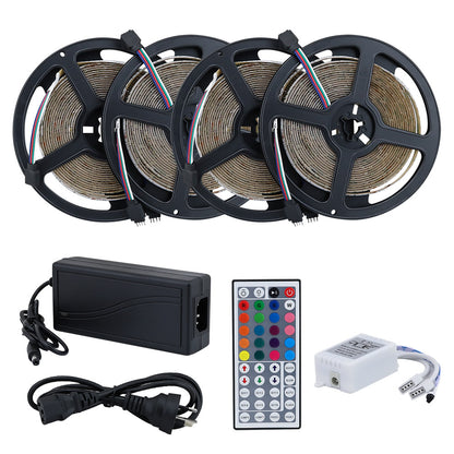 LED strip light RGB glowing bright in dark room