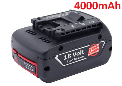 Bosch BAT609 18V battery with label showing 4000mAh capacity