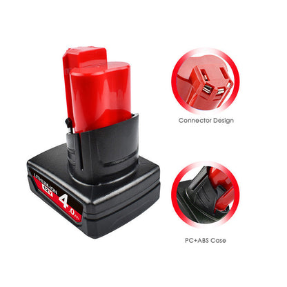 Milwaukee M12 12V battery with label visible