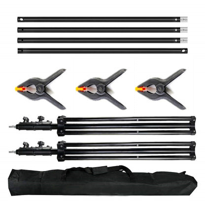 Folded backdrop stand compact for easy storage