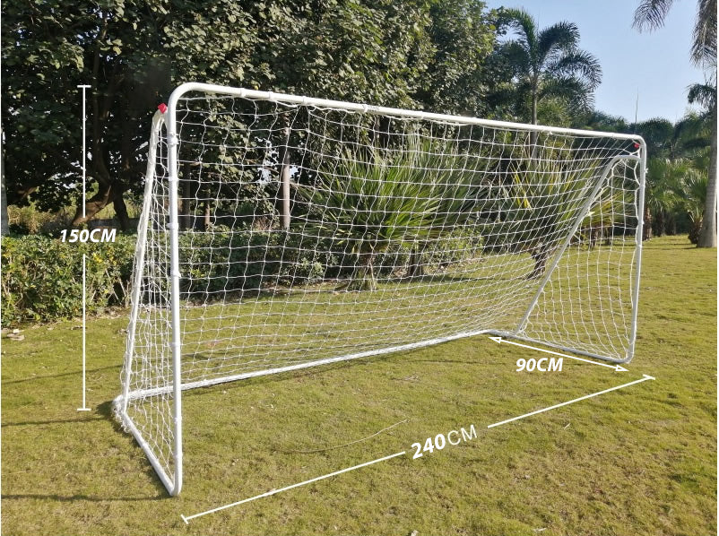 Close up of white net on soccer football goal