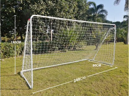 Close up of white net on soccer football goal