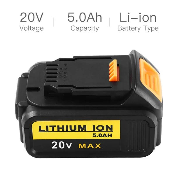 Top view of 18V DeWalt replacement battery label