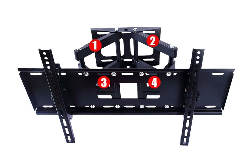 Close up of mounting plate on TV wall bracket swivel for secure fit