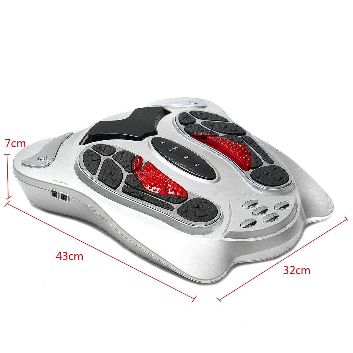 Silver foot massager with electrode stickers and slimming belt included