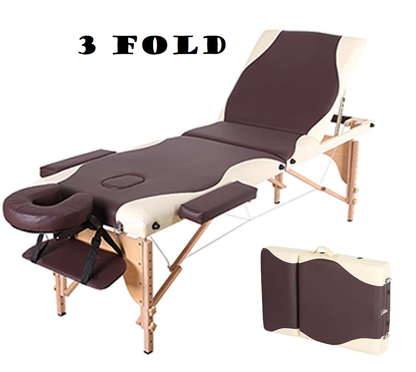 Side view of massage table showing adjustable height