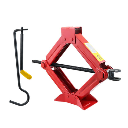 Scissor Jack Heavy Duty – 2 Ton Steel Car Jack with Ratchet Wrench Red