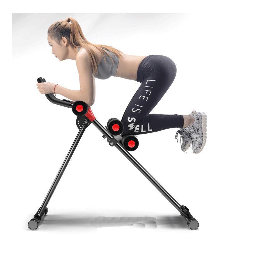 Close-up of black steel frame on abdominal trainer machine