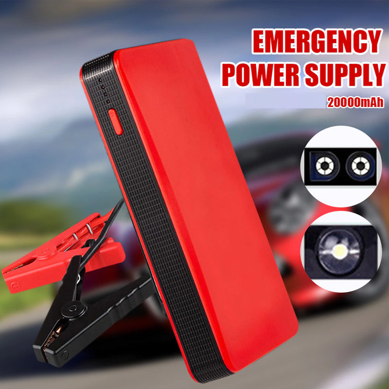 Close up of car jump starter clamps for vehicle battery