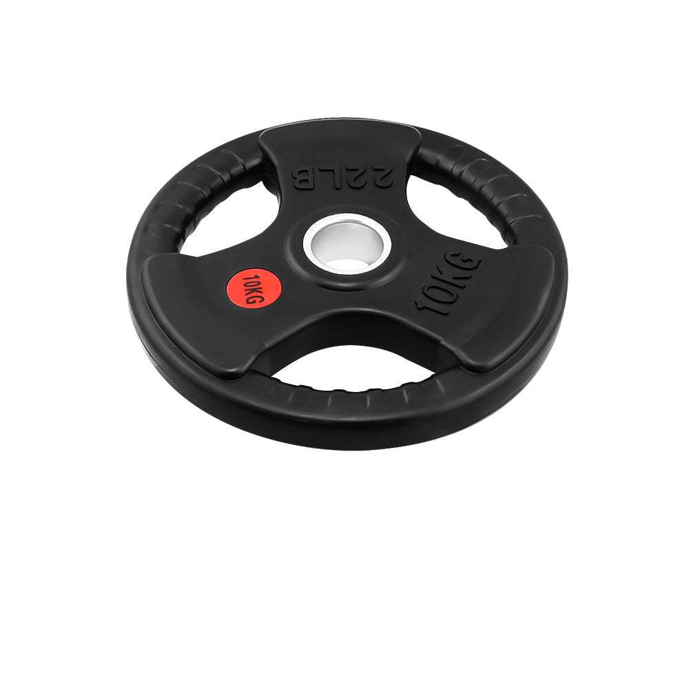 Olympic weight plate 10kg resting on gym floor