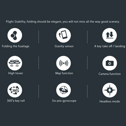 Night flight lights on drone with camera and battery glowing