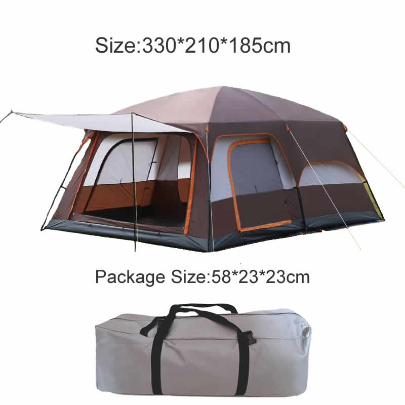 Interior view of camping tent 3-5 people family tent with room divider