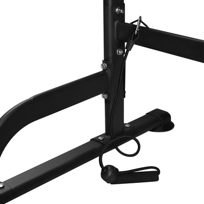 Power Tower pull up bar height adjustment levels displayed
