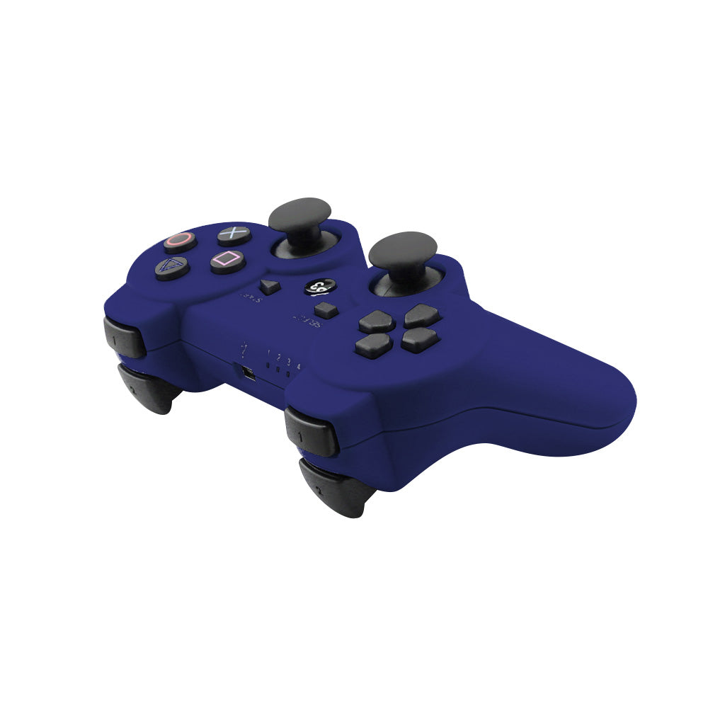 Back view of PS3 wireless controller blue with battery pack