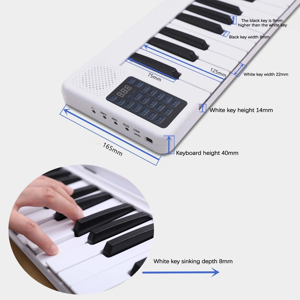 Foldable 88 key digital piano with 600D Oxford handbag
