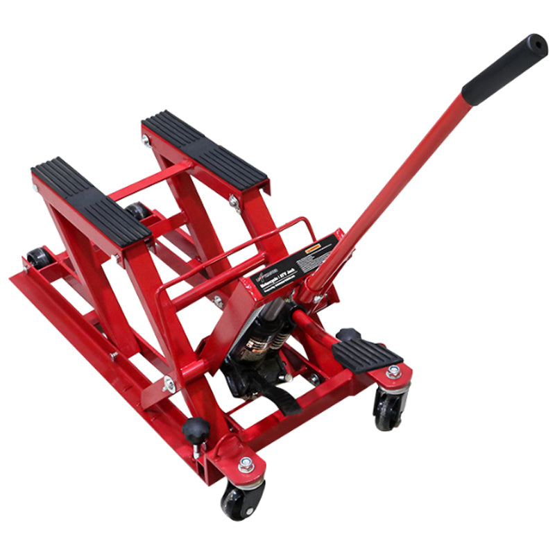 Detail of double tube frame supporting heavy motorcycle loads