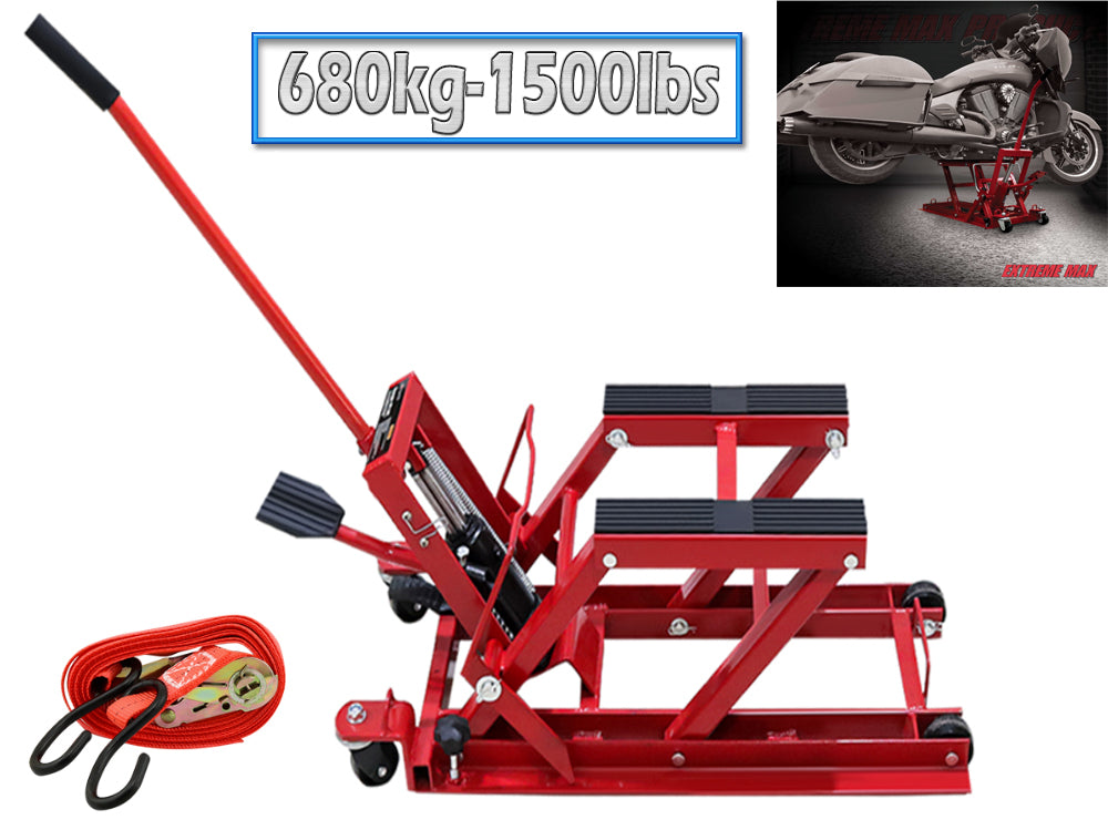Lifter jack loaded with quad bike in a New Zealand workshop