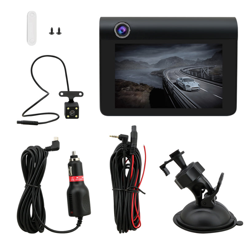 Rear view of car dash camera video recorder for parking assistance
