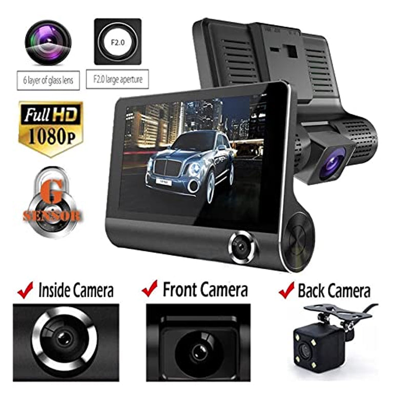 Inside camera angle of car dash camera video recorder capturing cabin