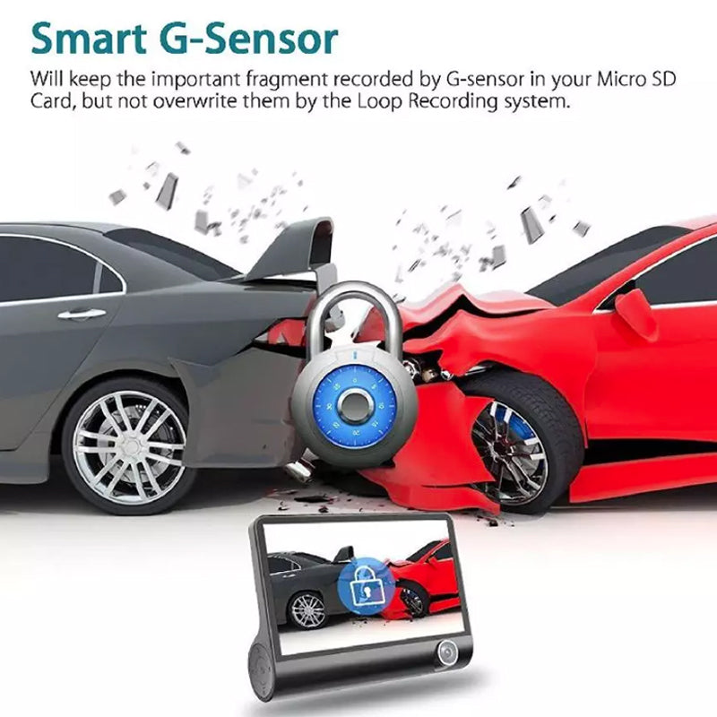 Loop recording function displayed on car dash camera video recorder screen