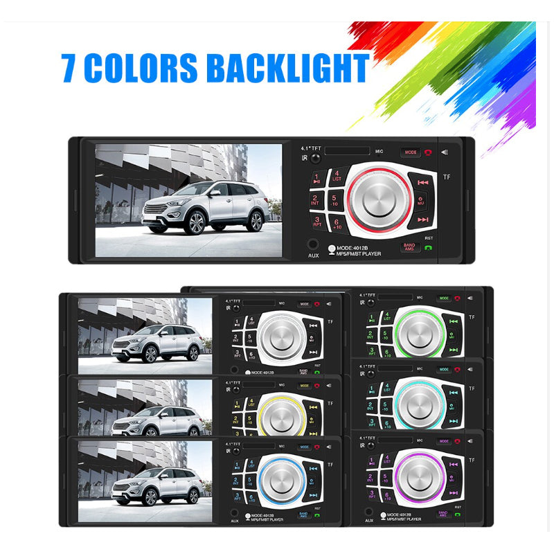 Car Bluetooth stereo showing SD card slot and aux input